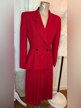 Christine Dior Red Vintage Two-Piece Skirt Suit THE SUIT
